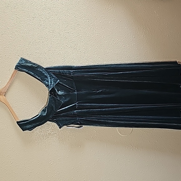 Lane Bryant Green Velvet Midi length Dress - Picture 5 of 8